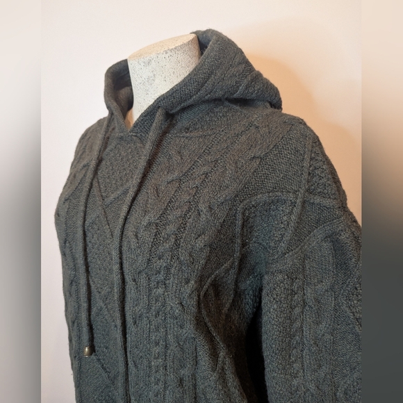 Blarney Woolen Mills Aran hooded Merino Wool Sweater, Green Women's Size L - Picture 10 of 16